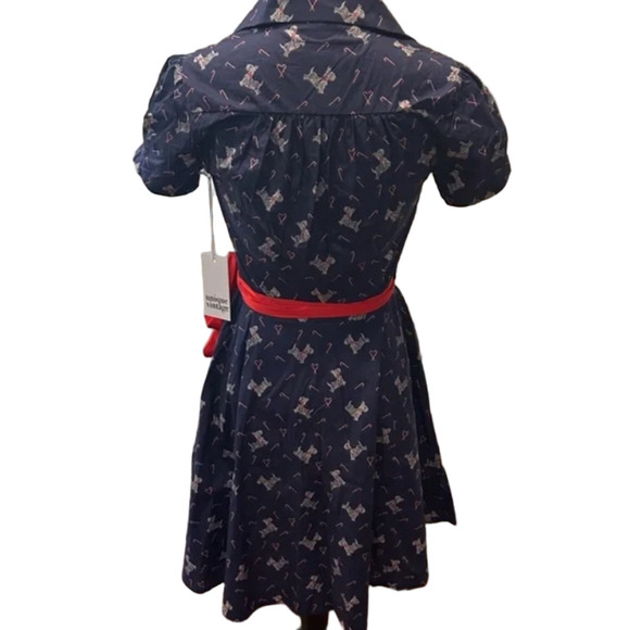 UNIQUE VINTAGE Retro Holiday Party Christmas Dog + Cand Canes Wrap Dress - Picture 8 of 10